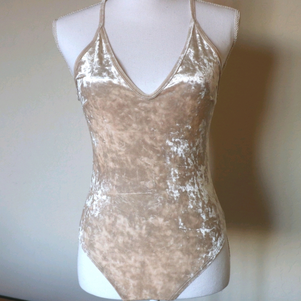 Forever 21 - Peachy Velour V-Neck Bodysuit